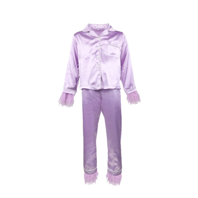 Lola + The Boys Lavender Feather Silk Set