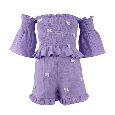 Lola + The Boys Lavender Hailey Bow Set