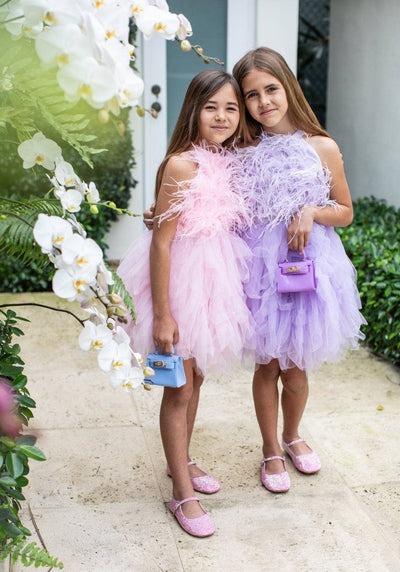 Lola + The Boys Lavender Haze Feather Dress