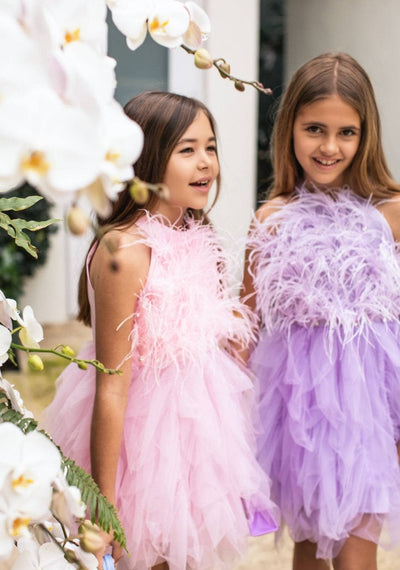 Lola + The Boys Lavender Haze Feather Dress