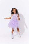 Lola + The Boys Lavender Haze Feather Dress