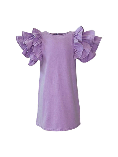 Lola + The Boys Lavender Haze Ruffle Denim Dress