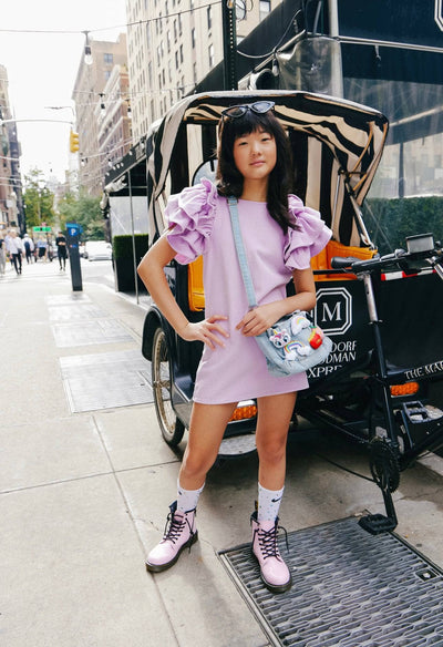 Lola + The Boys Lavender Haze Ruffle Denim Dress