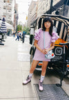 Lola + The Boys Lavender Haze Ruffle Denim Dress