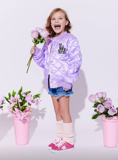 Lola + The Boys Lavender Legends Only Quilted Bomber