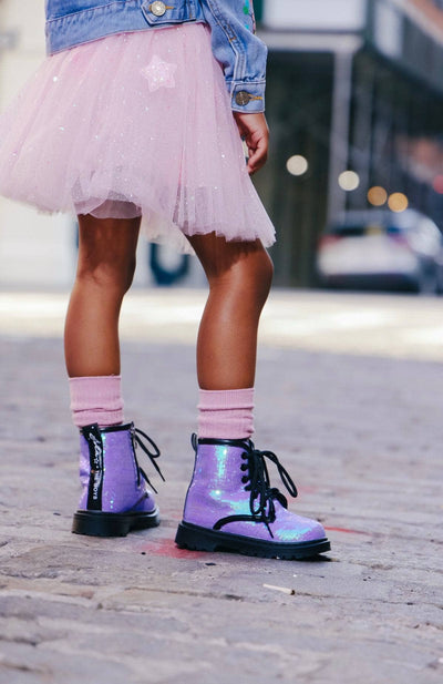 Lola + The Boys Lavender Sequin Boots