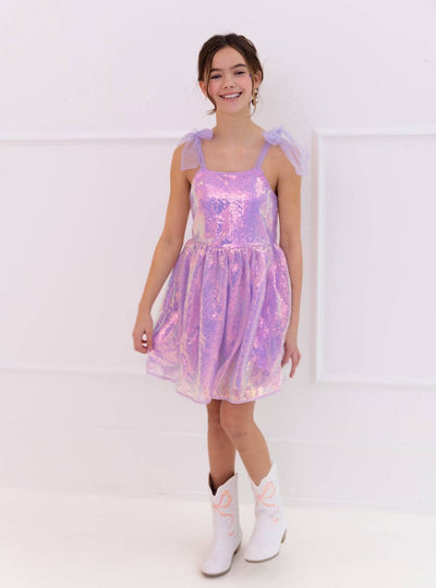 lola-spring Lavender Sequin Tank Dress