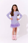 Lola + The Boys Lavender Shimmer Feather Dress