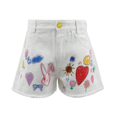 Lola + The Boys Love Doodle Denim Shorts