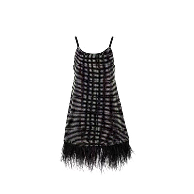 Lola + The Boys 2 Midnight Crystal Feather Dress