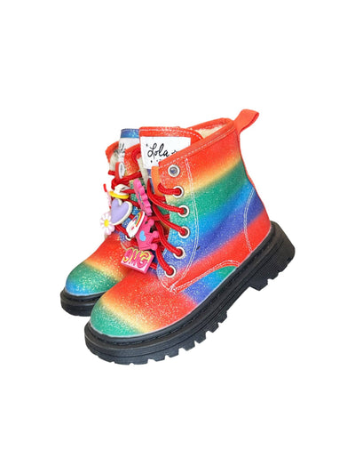 Lola + The Boys Ombre Rainbow Charm Combat Boots