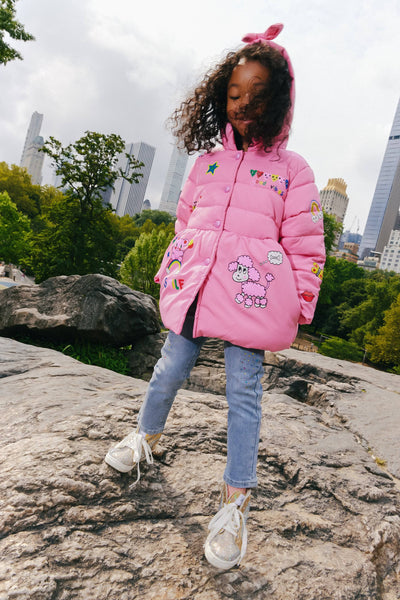 Lola + The Boys Outerwear Art Doodle Princess Puffer