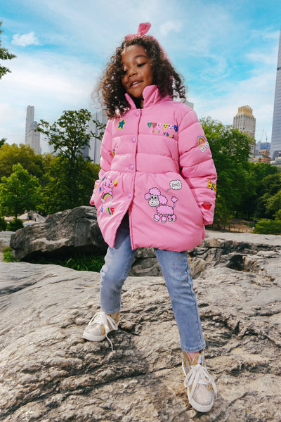 Lola + The Boys Outerwear Art Doodle Princess Puffer