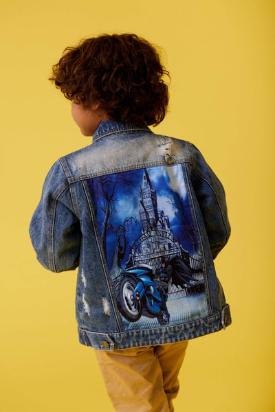 Lola + The Boys Outerwear Batman™ Art  Denim Jacket