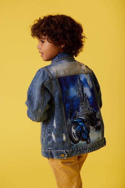 Lola + The Boys Outerwear Batman™ Art  Denim Jacket