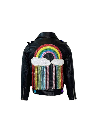 Lola + The Boys Outerwear Crystal Rain Leather Jacket