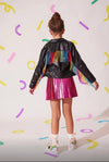 exclude-fall Outerwear Crystal Rainbow Rain Leather Jacket