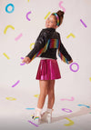 exclude-fall Outerwear Crystal Rainbow Rain Leather Jacket