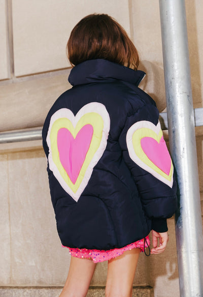 Lola + The Boys Outerwear Electric Hearts Puffer