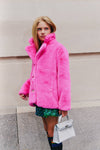 Lola + The Boys Outerwear Elle Crystal Faux Fur Coat