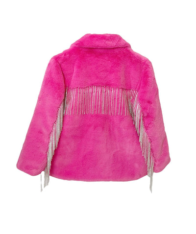 Lola + The Boys Outerwear Elle Crystal Faux Fur Coat