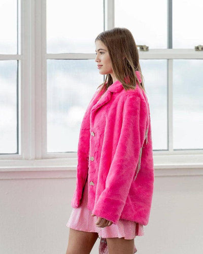 Lola + The Boys Outerwear Elle Crystal Faux Fur Coat