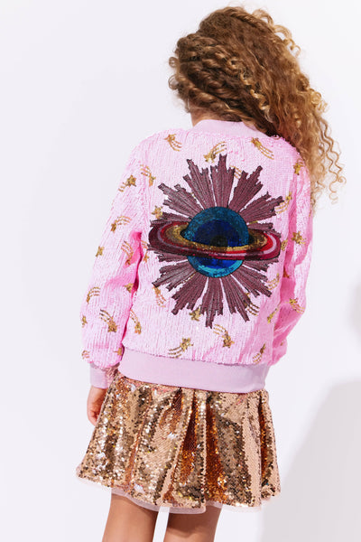 exclude-fall Outerwear Galaxy Star Sequin Bomber