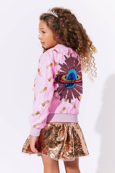 exclude-fall Outerwear Galaxy Star Sequin Bomber