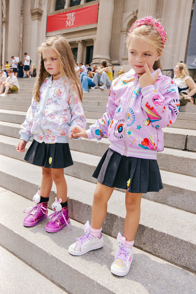 Lola + The Boys Outerwear GOOD VIBES Doodle Sequin Bomber