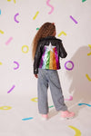 exclude-new-arriv Outerwear Happy Rainbow Star Vegan Leather