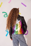 exclude-new-arriv Outerwear Happy Rainbow Star Vegan Leather