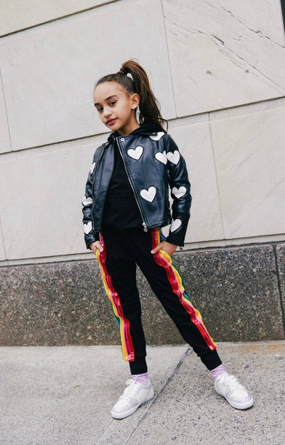 Lola + The Boys Outerwear I Heart You Vegan Leather Jacket