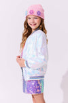 exclude-fall Outerwear Iridescent Star Sequin Bomber