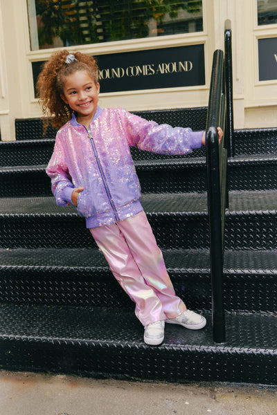 Lola + The Boys Outerwear Lavender Haze Sequin Bomber