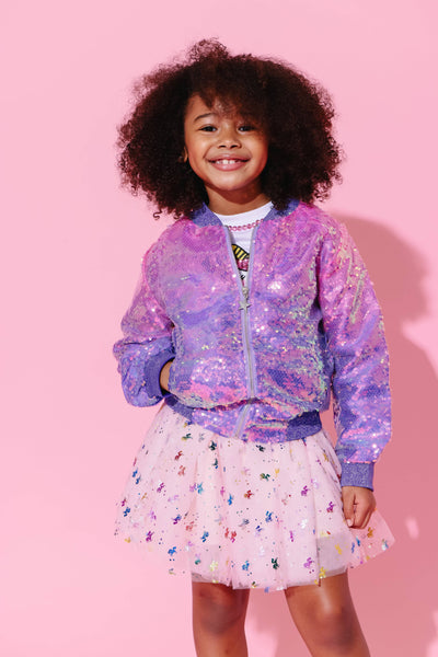 Lola + The Boys Outerwear 2 Lavender Haze Sequin Bomber