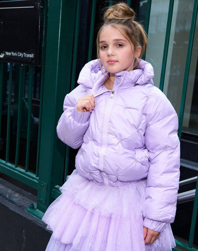 exclude-new-arriv Outerwear Lavender Sparkle Gem Puffer