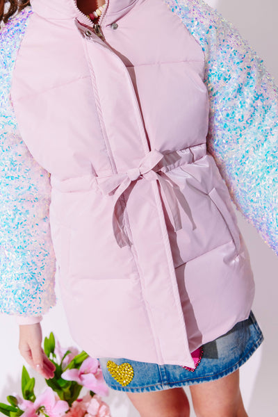 Lola + The Boys Outerwear Mermaid Sleeve Puffer Coat