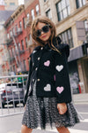 Lola + The Boys Outerwear Patch Hearts Fur Collar Jacket