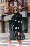 Lola + The Boys Outerwear Patch Hearts Fur Collar Jacket