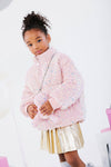 Lola + The Boys Outerwear Pink Sequin Puffer Coat With Bear Purse