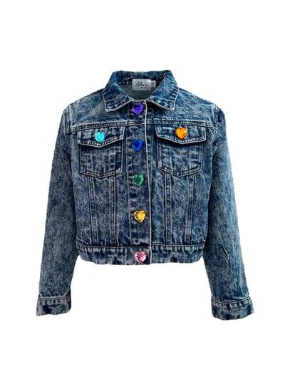 Lola + The Boys Outerwear Pop Art Rainbow Bear Denim