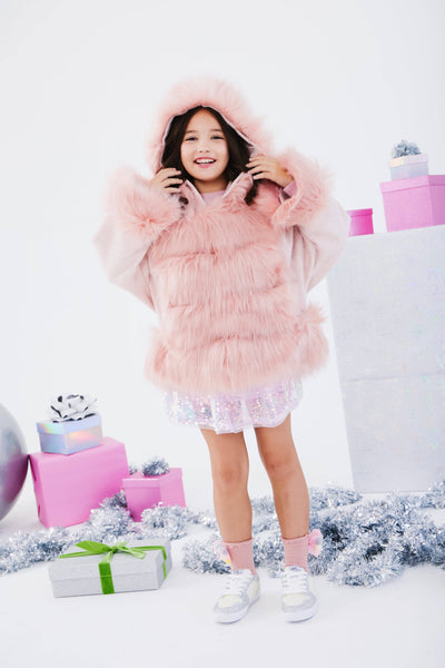 Lola + The Boys Outerwear Princess Faux Fur Coat