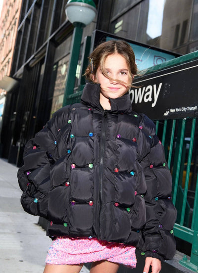 exclude-new-arriv Outerwear Rainbow Gem Quilted Puffer