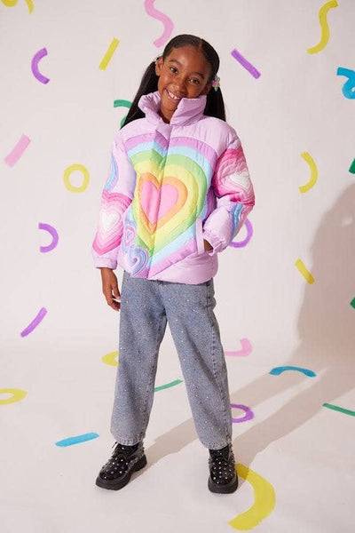 exclude-new-arriv Outerwear Rainbow Heart Puffer