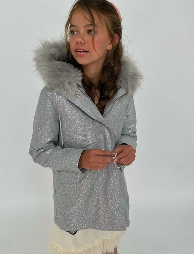 Lola + The Boys Outerwear Shimmer Ice Princess Fur Parka