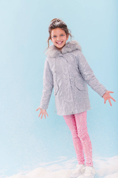 Lola + The Boys Outerwear Shimmer Ice Princess Fur Parka