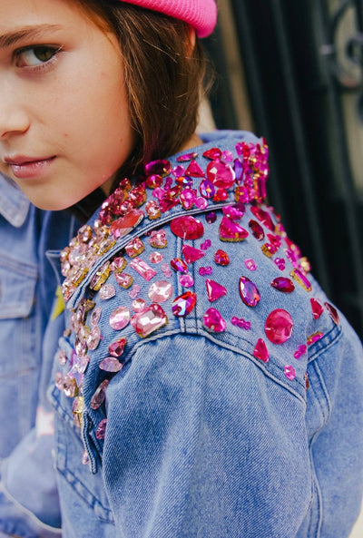 Lola + The Boys Outerwear Sparkle Queen Gem Denim