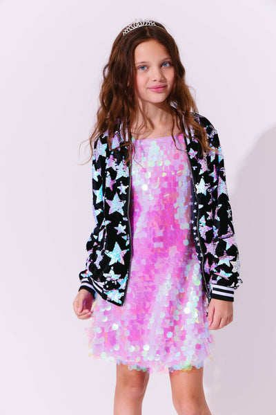 Lola + The Boys Outerwear Starry Night Velvet Bomber