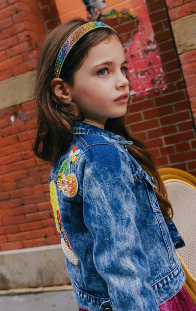 Lola + The Boys Outerwear Sunny Days Denim Crystal Jacket