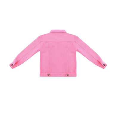 Lola & The Boys Outerwear Customizable Patch Pink Denim Jacket